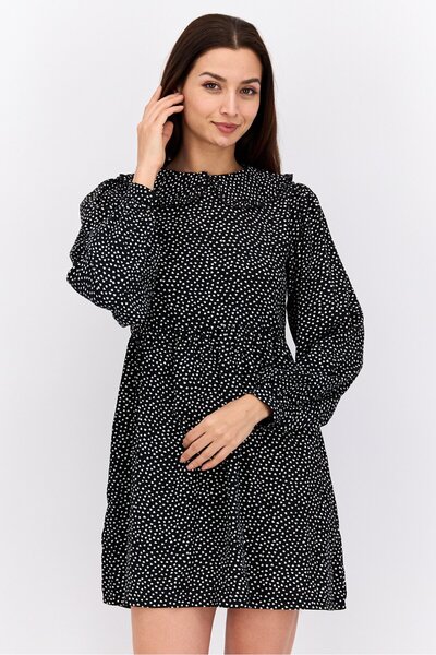 Daisy Street Women Allover Printed Mini Dress, Black