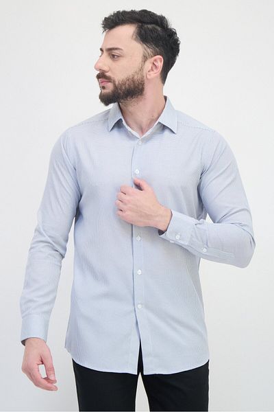 Scotch & Soda Men Modern Fit Kinetic Print Long Sleeve Dress Shirt, Navy