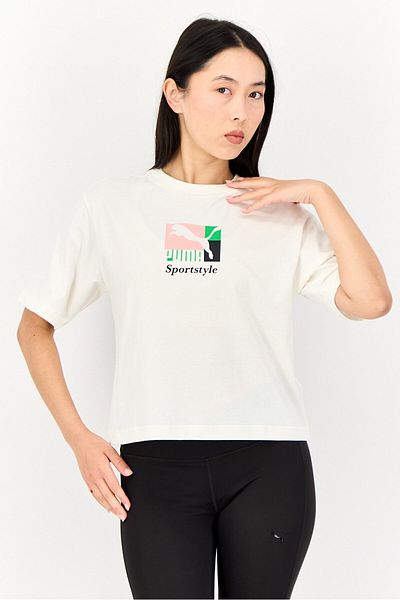 Puma Women Sportswear Fit Short Sleeves Training T-shirt, Cream