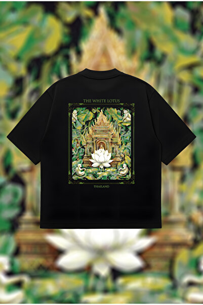 PURE POWER Tricou The White Lotus oversize unisex din bumbac, cu țesătură gro...