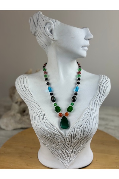 SEDEF TAKI Damla model doğal taş kolye