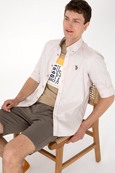 U.S. Polo Assn. Men's Stone Long Sleeve Basic Shirt 50297897-Vr049