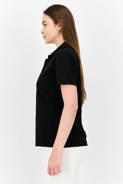 Lyle & Scott Women Regular Fit Embroidered Logo Short Sleeve Polo Shirt, Black