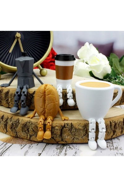 Se Promo Sevimli Kahve Temalı Dekorasyon Seti, 3D Mini Figürler, Masa Üstü Süs Eşyası, Hediyelik Miniatür Set