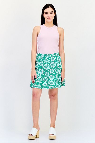 Monki Women Floral Print Basic Mini Skirt, Multicolor