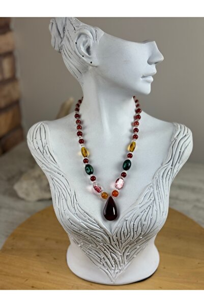 SEDEF TAKI Damla model doğal taş kolye