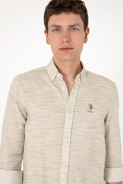U.S. Polo Assn. Ανδρικό πράσινο μακρυμάνικο πουκάμισο 50300232-VR054