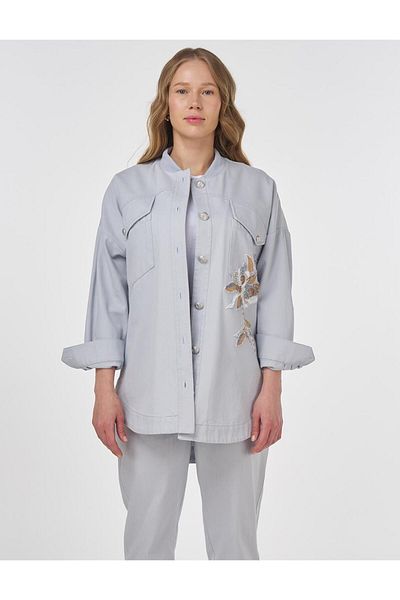 Kayra Jachetă de pânză brodata albastră