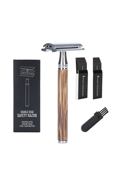 Choice With 10blade Men Safety Shaving Razor Bamboo Handle Double Edge Comb Head Classic Manual Razor Shave
