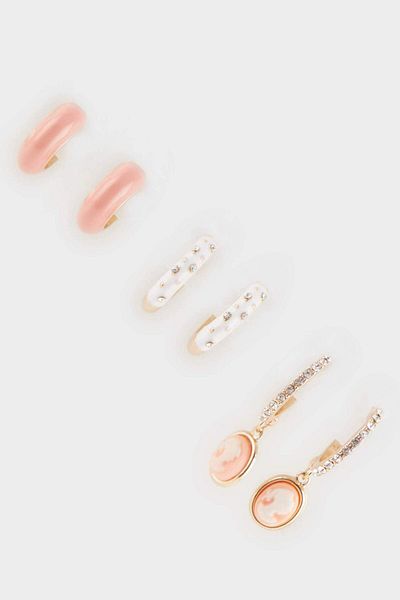 DeFacto Women's 3-Piece Pink Earrings F0722Axns