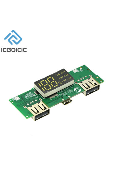 ICGOICIC لوحة شاحن بطارية ليثيوم صغيرة 5 فولت 2 أمبير بمصباح LED ومنفذ USB مز...