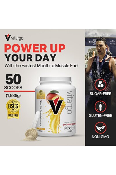 Vitargo Vitargo Carbohydrate Powder, Mango Flavor, 4 lb | Feed Muscle Glycogen 2x Faster | Pre-Workout & Pos