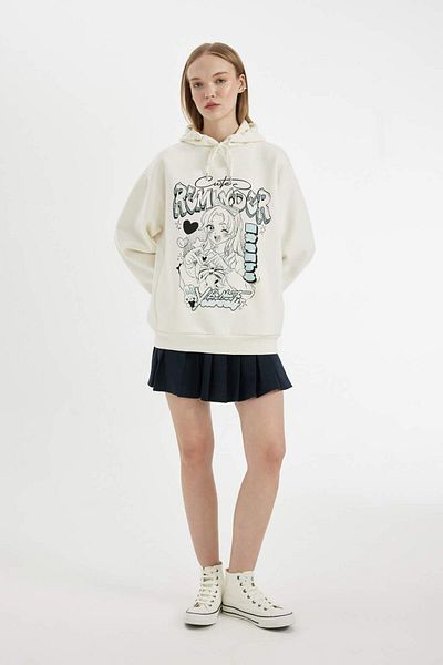 DeFacto Sweatshirt - White - Oversize
