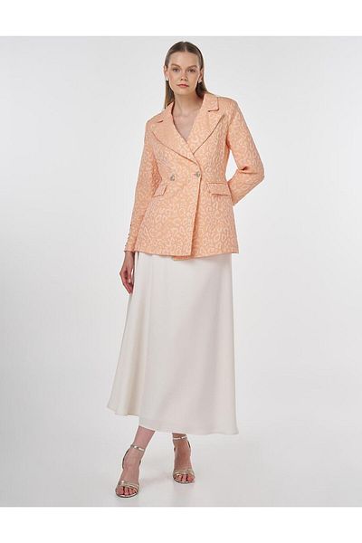 Kayra Blazer din jacquard brodat la încheietura mâinii, piersică