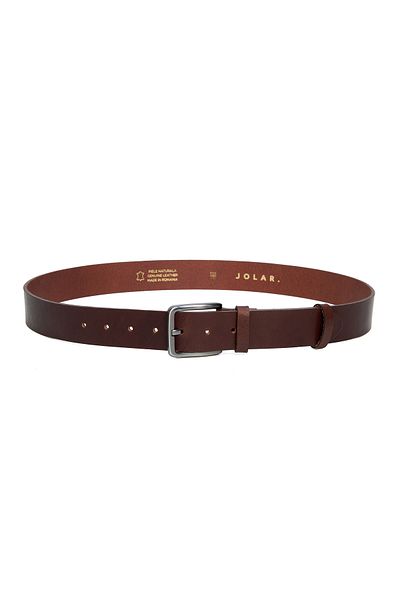 JOLAR. Men's belt, genuine leather, premium, classic, metal buckle, JOLAR. JCB01 Brown / 110 cm