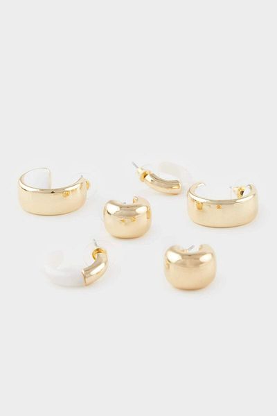DeFacto Women's 3-Piece Gold Earrings E9079Axns