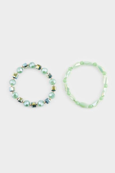 DeFacto Women's 2-Piece Green Stone Bracelet F3633Axns