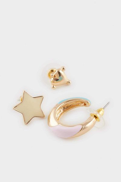 DeFacto Women's 3-Piece Gold Earrings F0699Axns