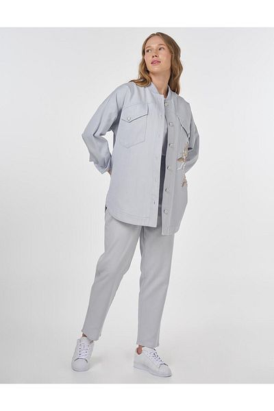 Kayra Jachetă de pânză brodata albastră