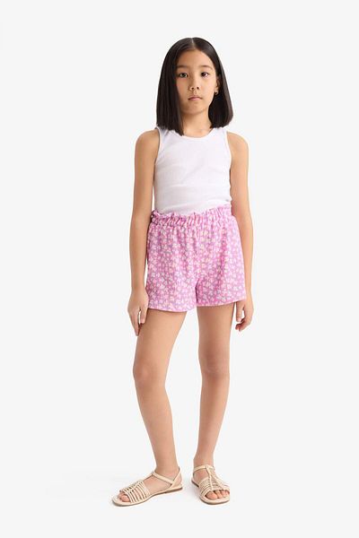 DeFacto Girl's Patterned Flexible Waist Shorts E5699A825Hs