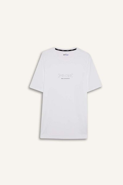 DeFacto Fit Standard Fit Crew Neck με εμπριμέ ελαστικό ύφασμα αθλητικό κοντομάνικο μπλουζάκι C9268ax25sm