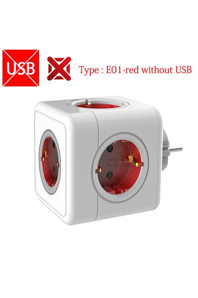 Choice EU Plug E01-red-without-USB Massfa Multi Usb Power Strip Electrical Plug Cube Multiple Extension Soc