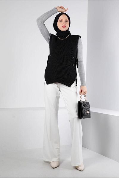 Alvina SIDE BUTTONED KNITWEAR SUEVETER 43245