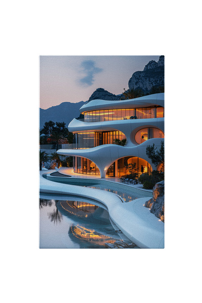 StoryGift Romania Tablou Canvas Casa Visurilor Cu Piscina Si Ferestre Mari, P...