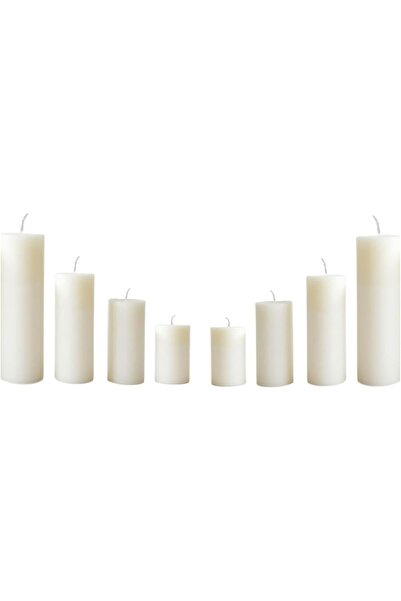 Other مجموعة من الشموع البيضاء غير المعطرة لديكور المنزل (عبوة من قطعتين)