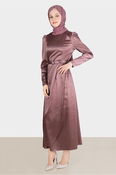 Alvina Satin Belted Dress - Model 42527