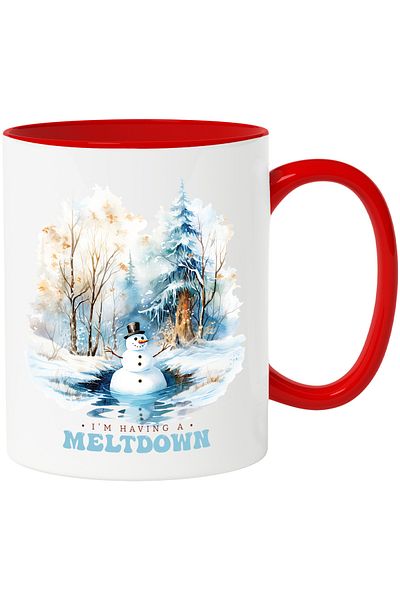 StoryGift Romania Snowman mug with the message "I'm having a meltdown", Merry Christmas, illu, With ,STG
