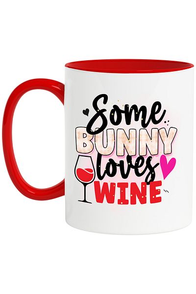 StoryGift Romania Mug with the message "Some bunny loves wine", Happy Easter, illustration, holidays bye, With ,STG