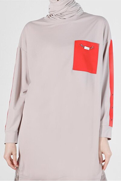 Alvina Striped Tunic Sweatpants with Sleeves and Pocket Detail - 42859