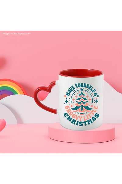 StoryGift Romania Christmas tree mug with the message "Have yourself a groovy little Christmas", st, Cu,STG