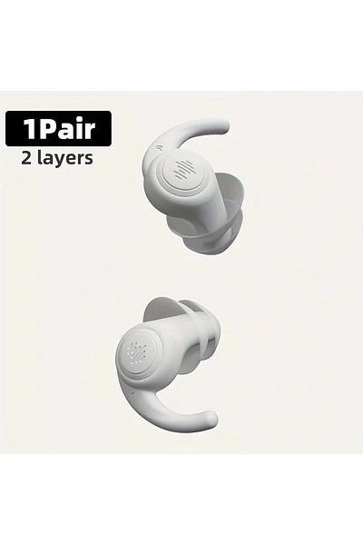 Choice White 2 Layers HUAK 1 Pair Soft Silicone Earplugs Noise Cancelling Reusable Anti-noise Earplug For C