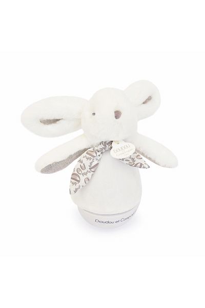 Doudou et Compagnie Fluffy bunny musical lamp, 16 cm, white