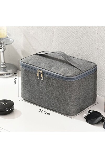Choice حقيبة أدوات الزينة للسفر والعمل مربعة رمادية اللون، حقيبة مكياج مزدوجة...