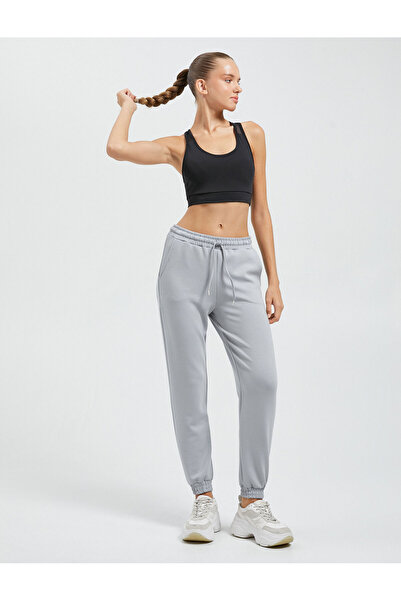 Koton Jogger Sports Sweatpants Modal Υφασμάτινη τσέπη ψηλή μέση Λεπτομερής