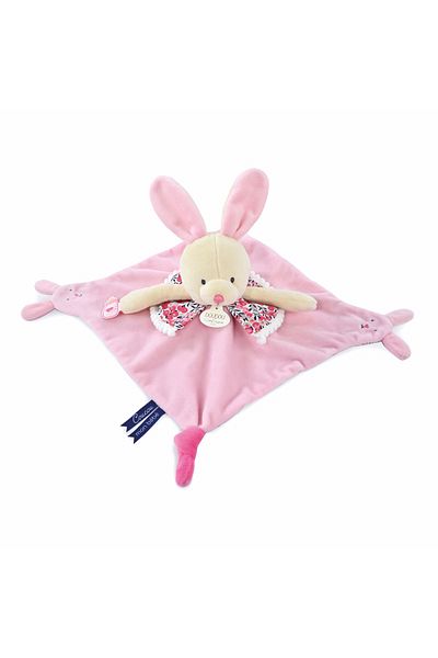 Doudou et Compagnie Doudou® puppet - plush bunny with blanket, 30 cm, pink