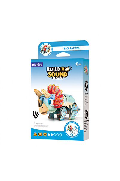 Mieredu Puzzle 3D cu sunete - Triceratops, Build 'n' Sound