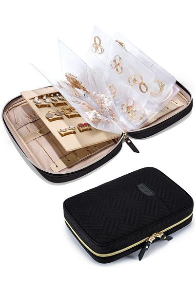 Choice Black Jewelry Travel Organizer Case Transparent Jewelry Storage Book Ring Binder Pouch Bag for Neckl