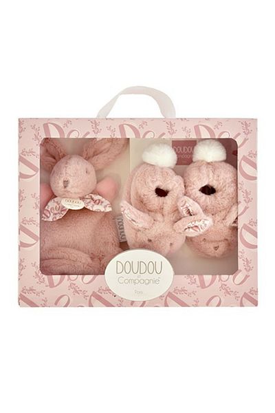 Doudou et Compagnie Doudou® Bunny - Booties and Plush Toy Set, Pink