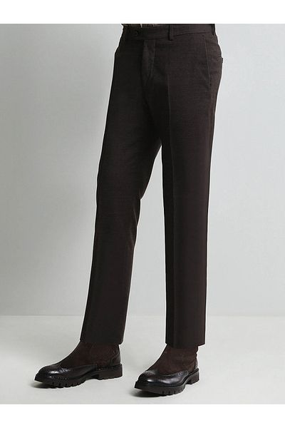 Kip Mink Plain Weave Fitted Fit Classic Wool Blend Trousers