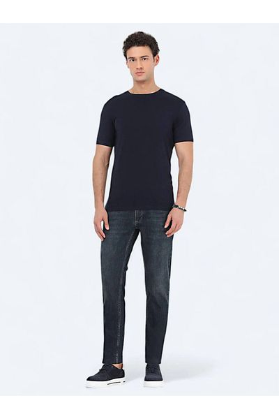Kip T-shirt Crew Neck Navy Blue Cotton Blend