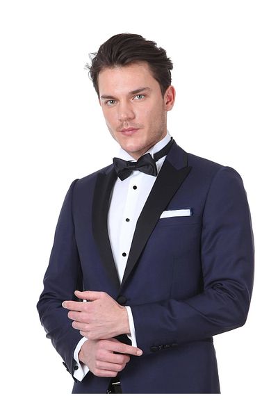 Kip Saks Plain Slim Fit Double Breasted Lapel Woven Tuxedo Suit