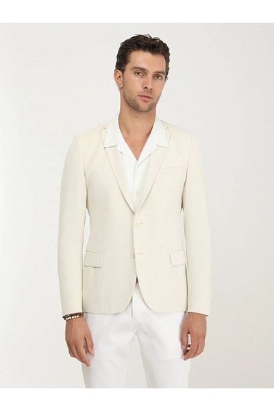 Kip Πλεκτό μπουφάν Ecru Slim Fit