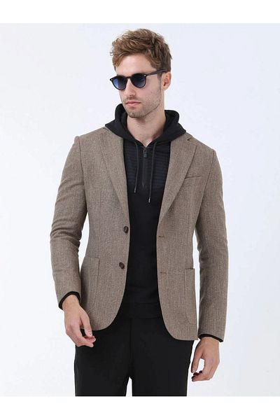 Kip Μπουφάν Camel Hair Micro Modern Fit Wool Blended Jacket