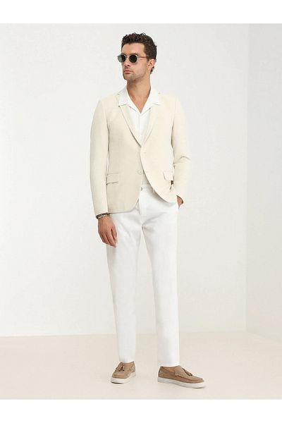 Kip Πλεκτό μπουφάν Ecru Slim Fit