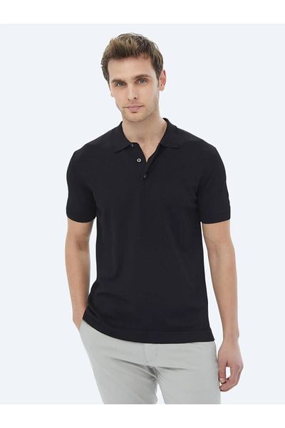Kip Tricotaj tricotat simplu cu gât polo negru