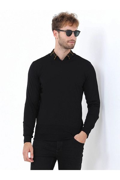 Kip Pulover negru din tricotaje din amestec de lână
